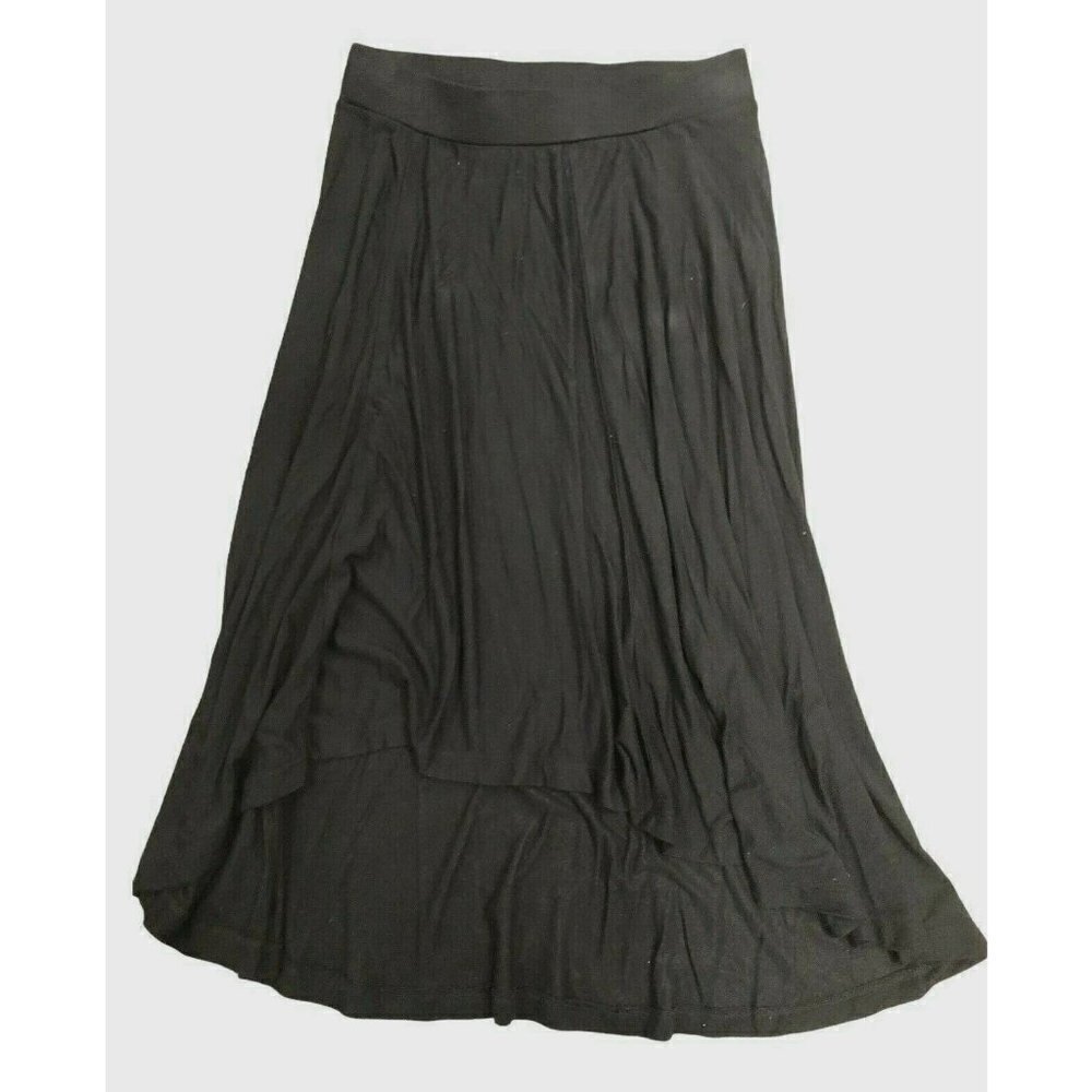 Stem Women Knit Hi Lo Solid Black Knit Skirt XS